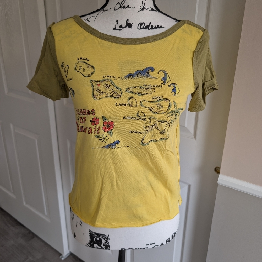 We The Free Yellow and Green Hawaii Map T-Shirt